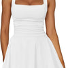 Women's Square Neck Ruffle Hem Mini Dress