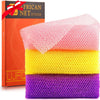 3 Pieces African Bath Sponge African Net Long Net Bath Sponge Exfoliating Shower Body Scrubber